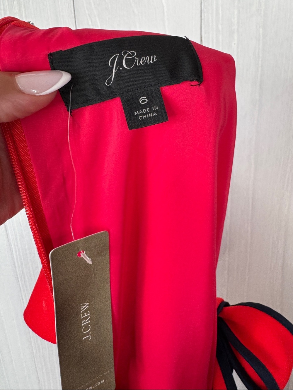 J. Crew Tie-neck dress in tomato red - Picture 8 of 9